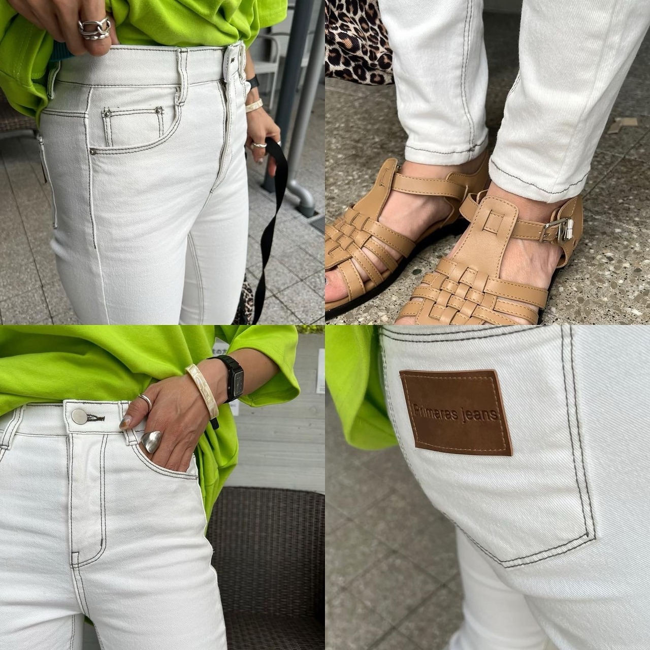 ステッチデザインストレッチスキニーデニムpt／White