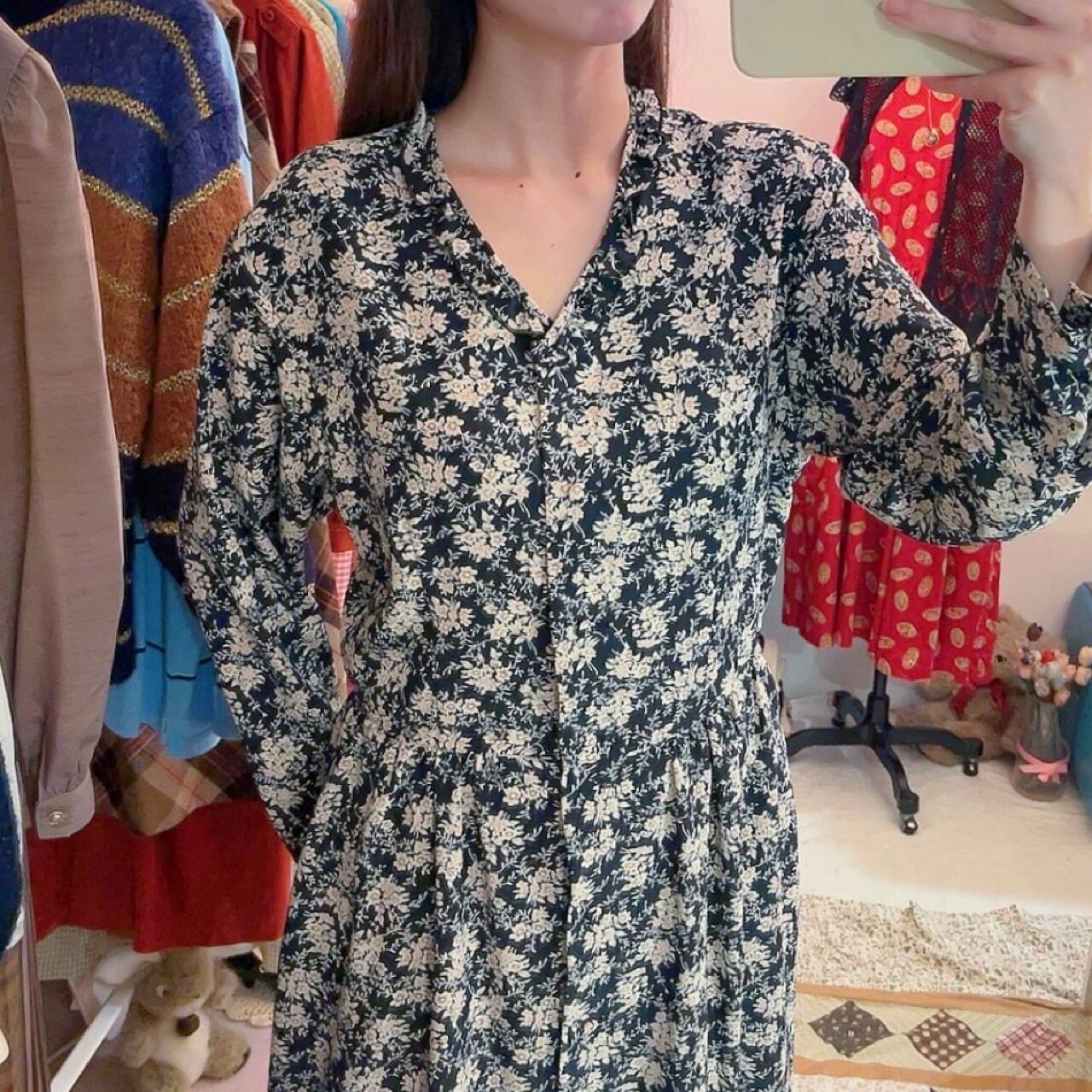 neck frill white flower one-piece