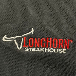 【NIKE】ステーキハウス 企業系 店舗系 LongHorn Steakhouse ショップロゴ ワンポイントロゴ 刺繍 ハーフジップ スウェット プルオーバー ジャージ素材 L 黒 US古着