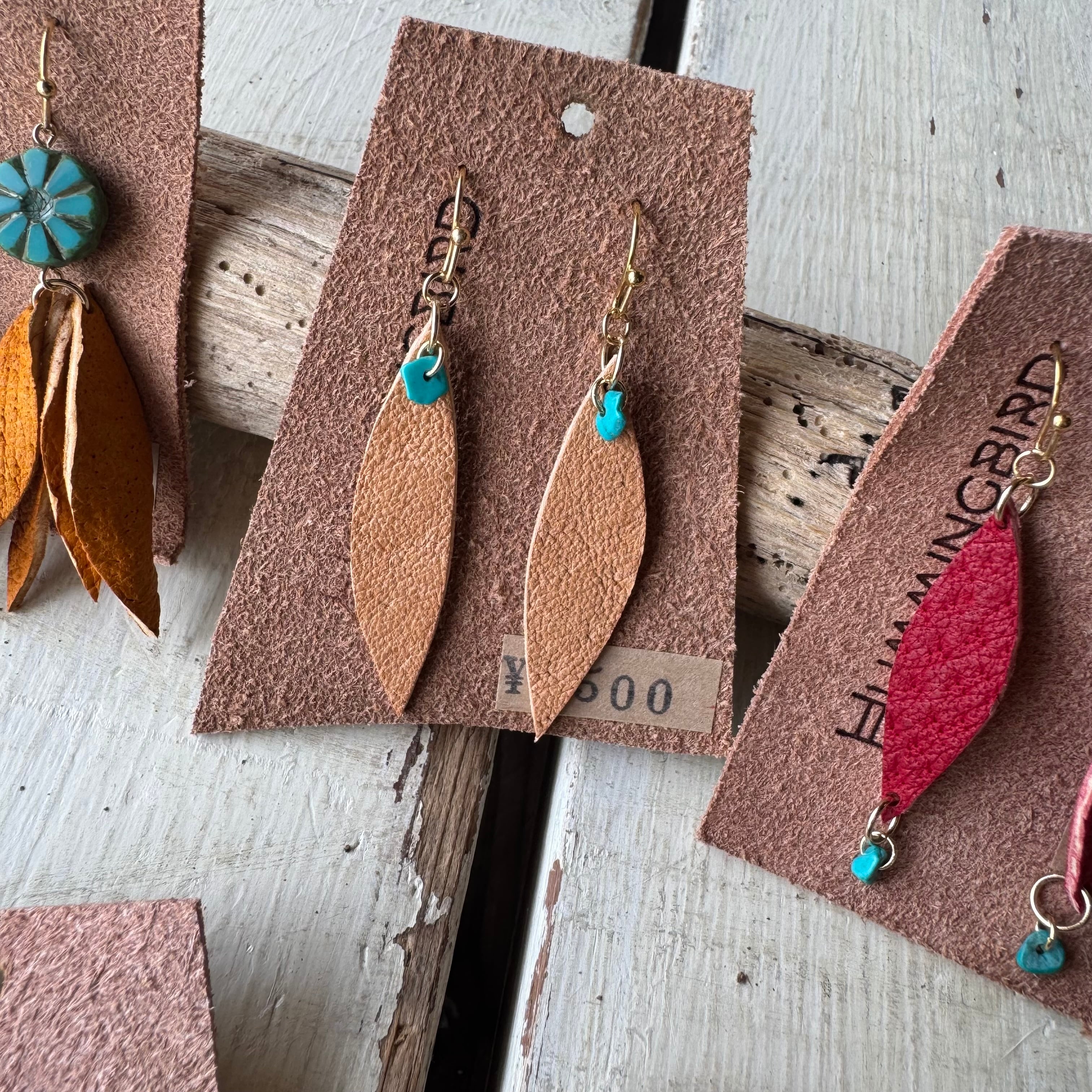 レザーピアス・イヤリング【ビーズシリーズ】 | ジビエレザーHUMMINGBIRD