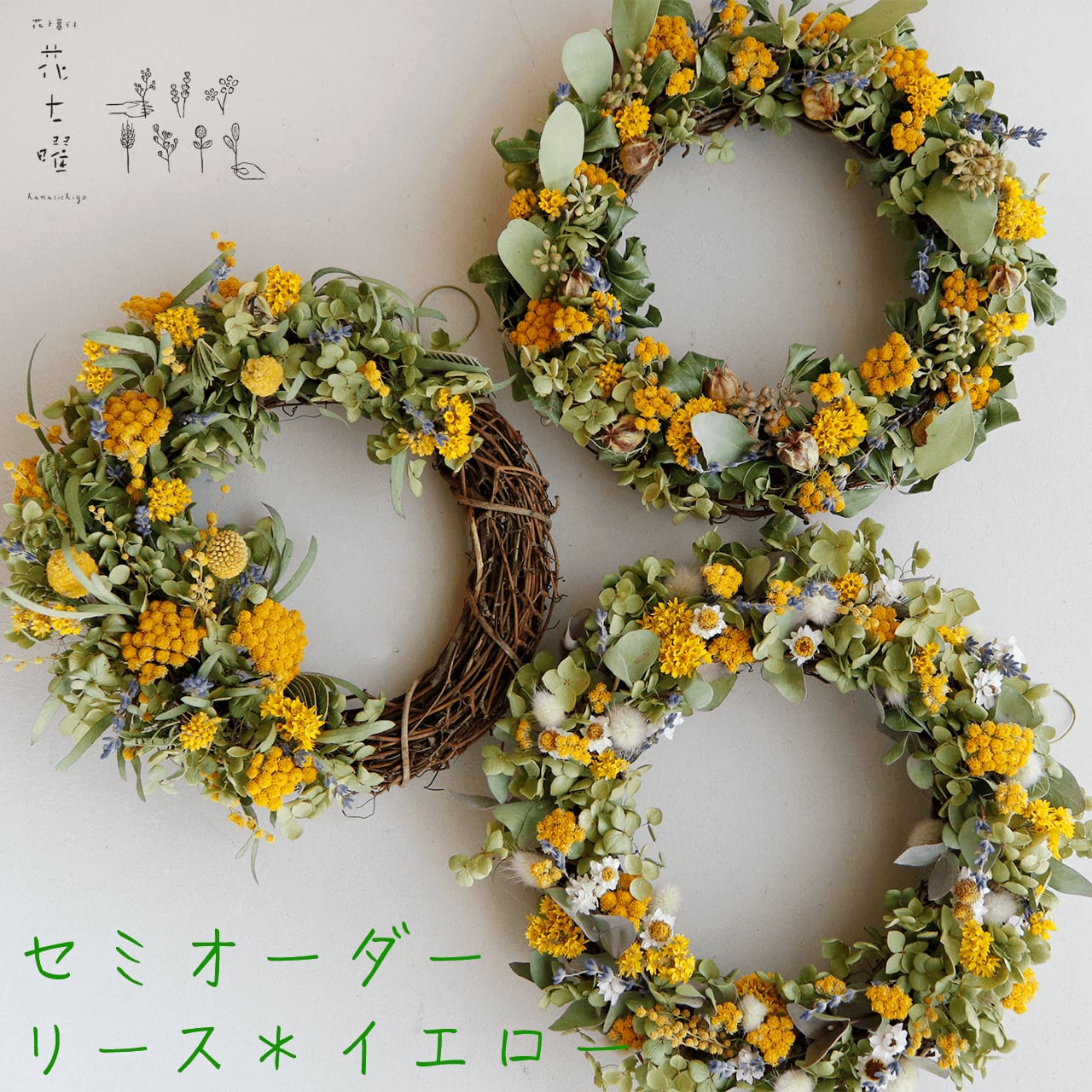 ドライフラワースワッグ  北海道の春　菜の花イエロー ドライフラワースワッグ 北海道の春 菜の花イエロー 公式通販