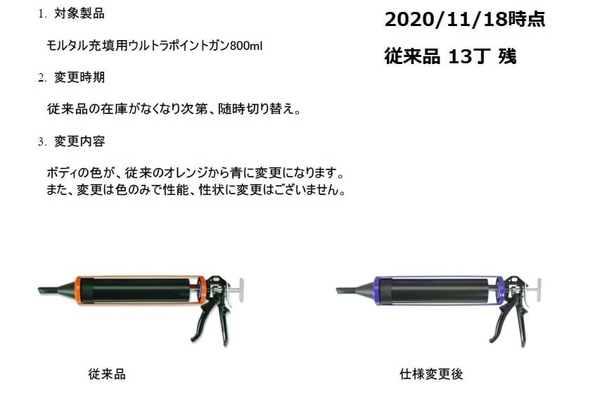 ピーシーコックス ウルトラポイントガン UPOINT80 800mlモルタル注入用