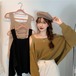 カットソー トップス ニットソー 袖あり 長袖 オフショルダー かわいい きれいめ カジュアル おしゃれ かっこいい 大人可愛い 無地 秋 冬 10代 20代 デート お出かけ 女子会 休日 着回し 普段使い  ワンサイズ ブラック グリーン ベージュ