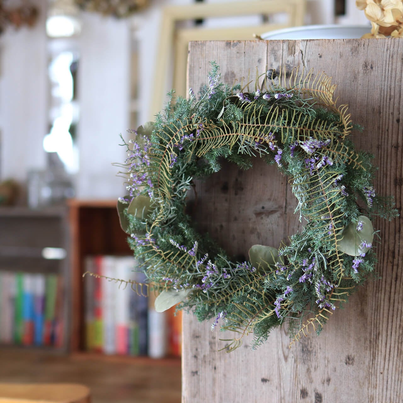 1点もの 約直径25cm 】針葉樹とブルーファンタジアのシックなグリーン