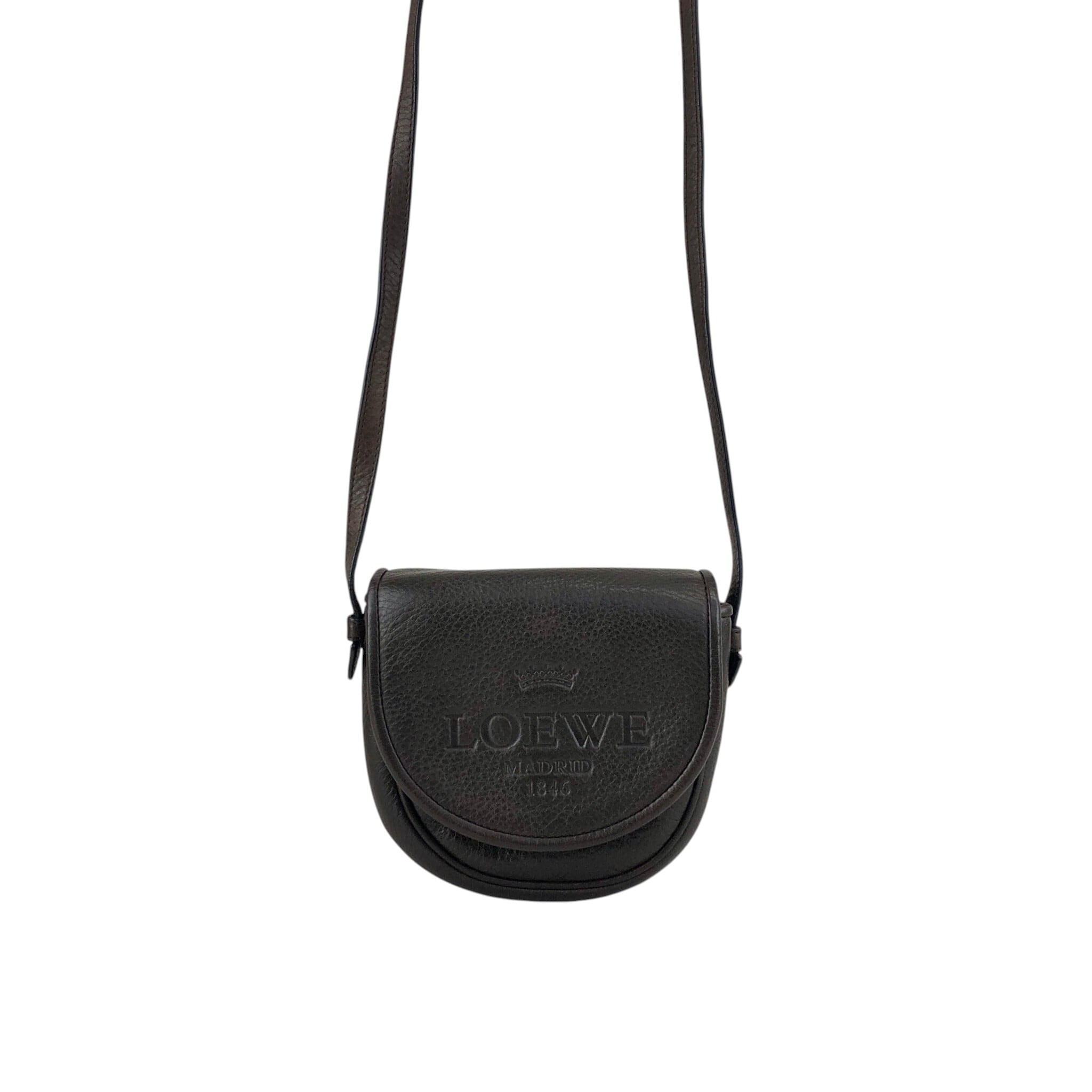 週末お値下げ♡早い者勝ち♡ロエベ LOEWE ショルダーバック ブラウン クロコ LOEWE ロエベ ショルダーバッグ ブラウン 型押しロゴ レザー ミニ