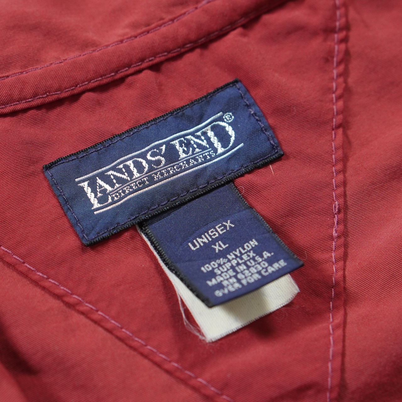 90s LANDS'END Nylon Anorak "made in USA" Brick Red XL 古着 - 11