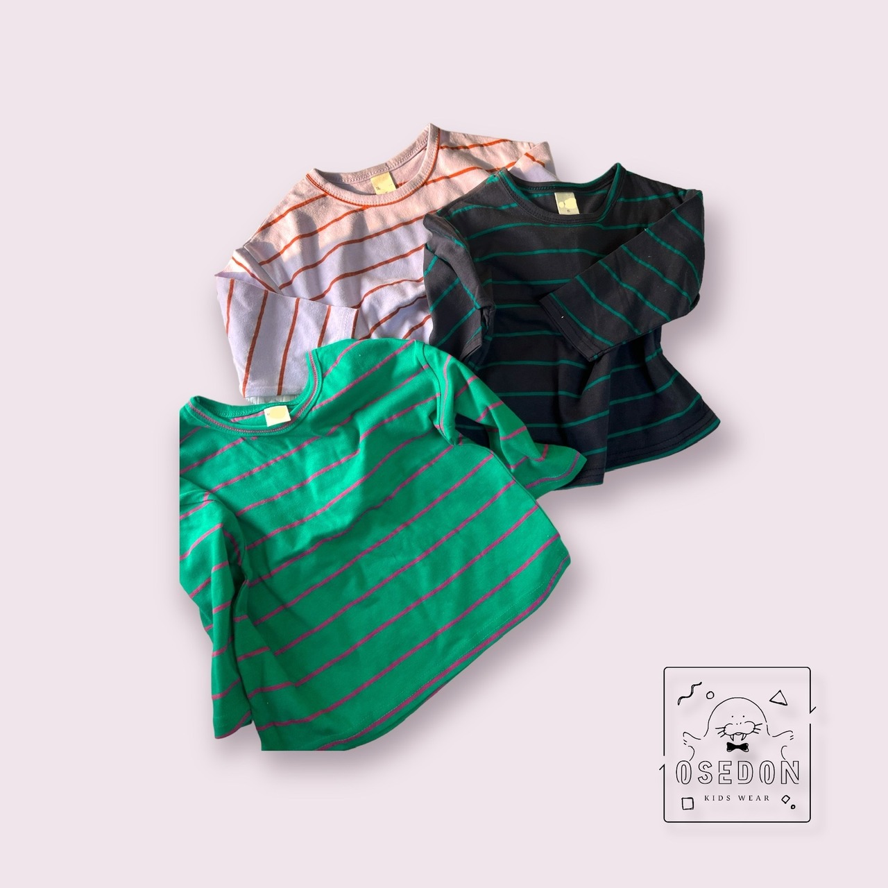 【soybean】ボーダールーズTシャツ［長袖］グリーン 90〜130cm - 7