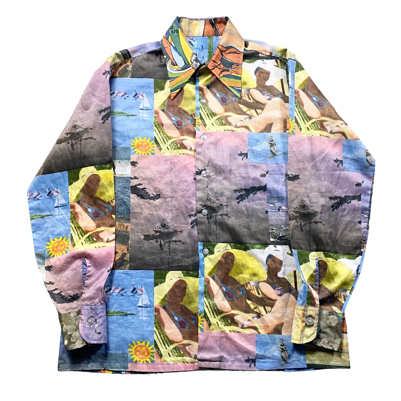 vintage 1970’s collage print polyester shirt