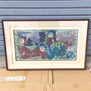 棟方志功・『宇宙頌』・タペストリー・飾布・額装・額寸約78.5×48.8cm・No.250912-50・梱包サイズ160