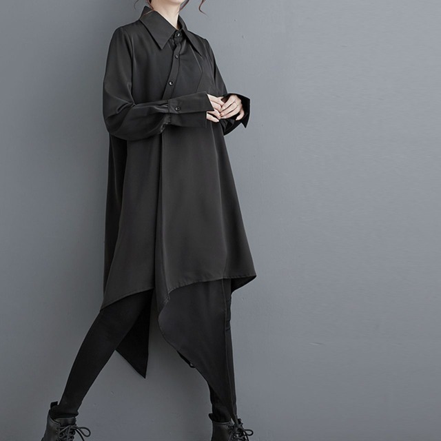 Back vent long shirt tailored collar C0963