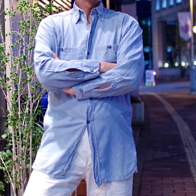 1940-50s US NAVY Chambray Shirt 14 1/2 !! / USN シャンブレーシャツ