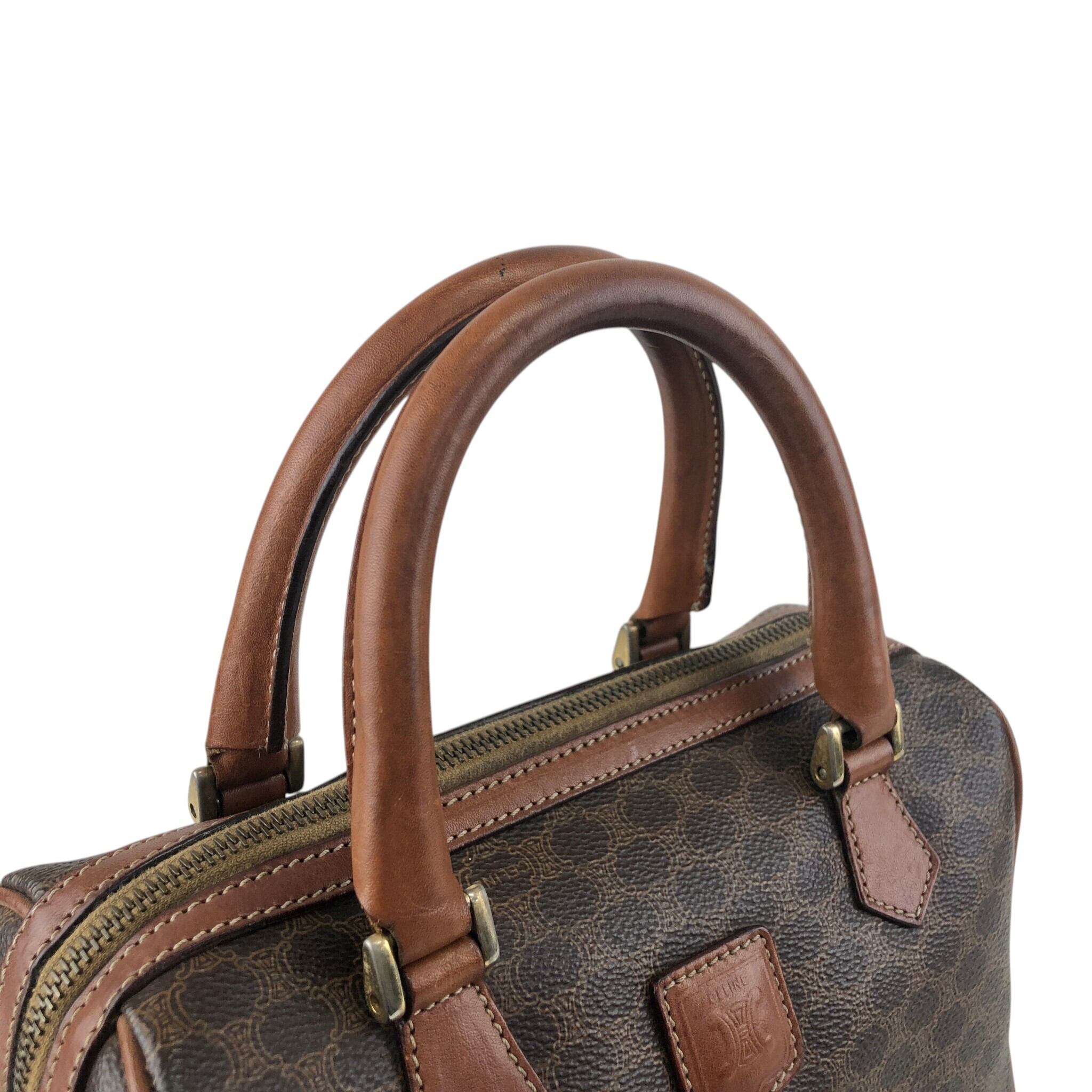 CELINE セリーヌ マカダム ショルダーバッグ ブラウン ブラゾン型押し