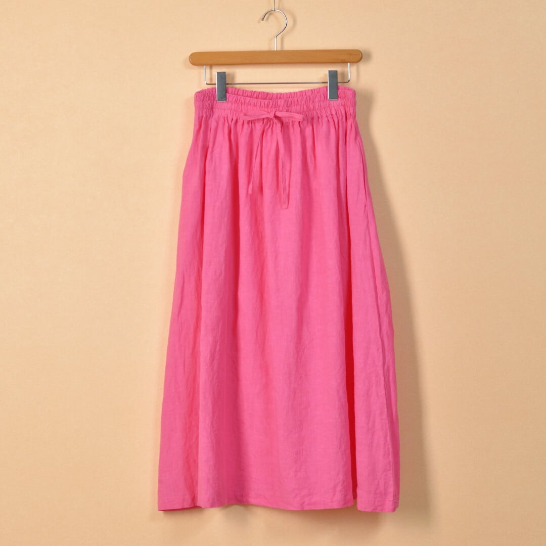 atelier naruse アトリエナルセ リネンギャザースカート・ピンク リネンをたっぷりと使ったスカートです【送料無料】
