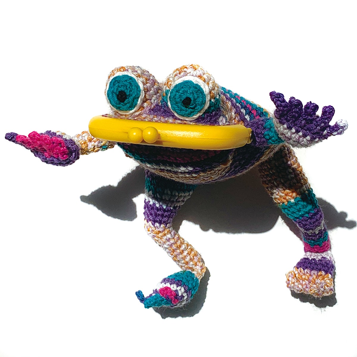 カエル がま口 】かぎ針編みのカエル パープル系 | SAYOYON GALLERY