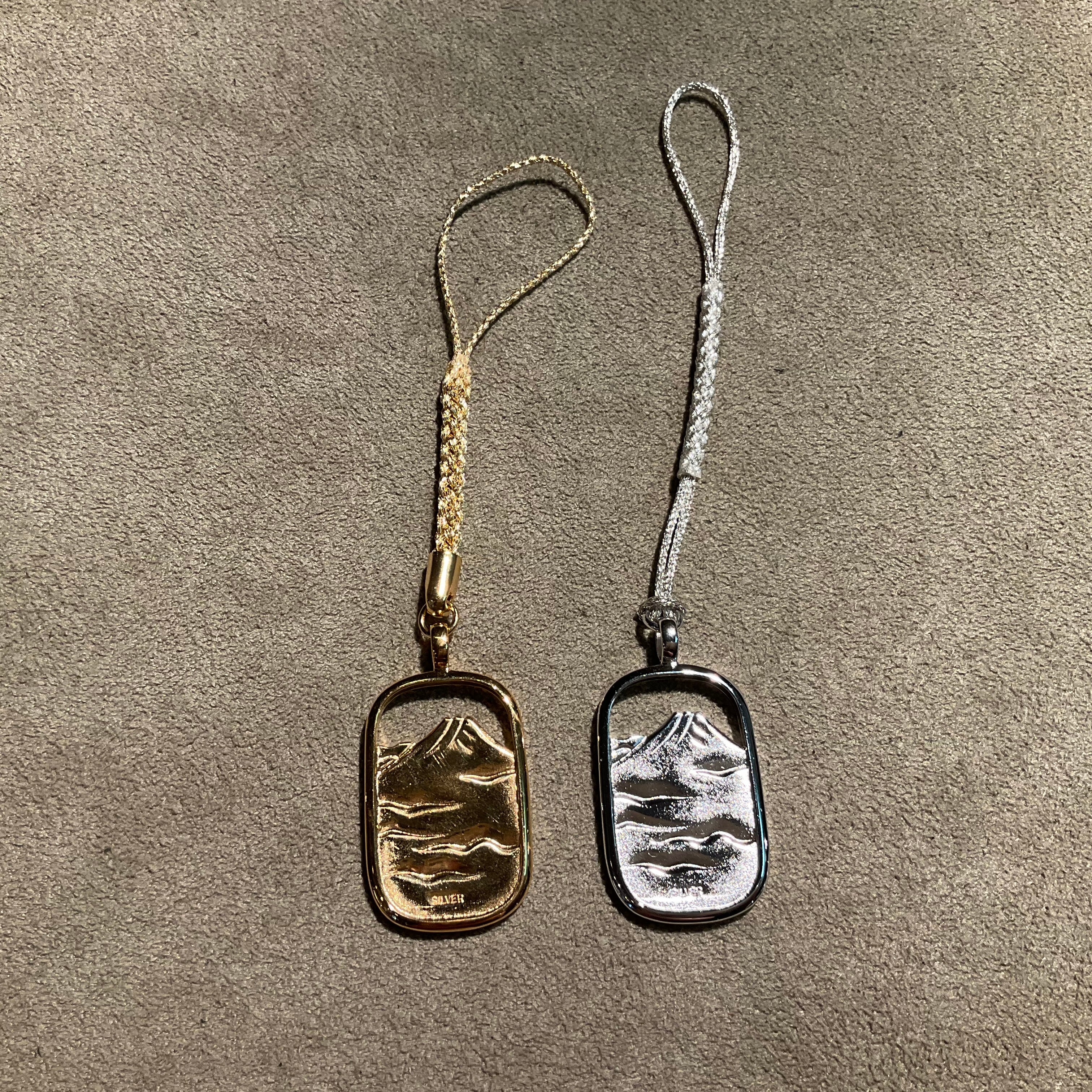 アンティーク　アクセサリー 富士山 Square Flame Key holder Chain strap SilverJewelry 世界遺産