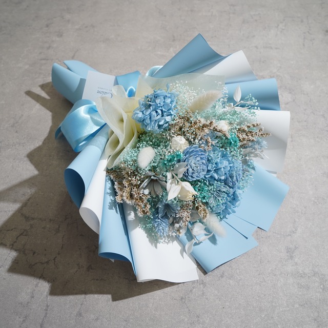 ドライフラワーの花束 Mサイズ ライトブルー M-581≪限定１点≫