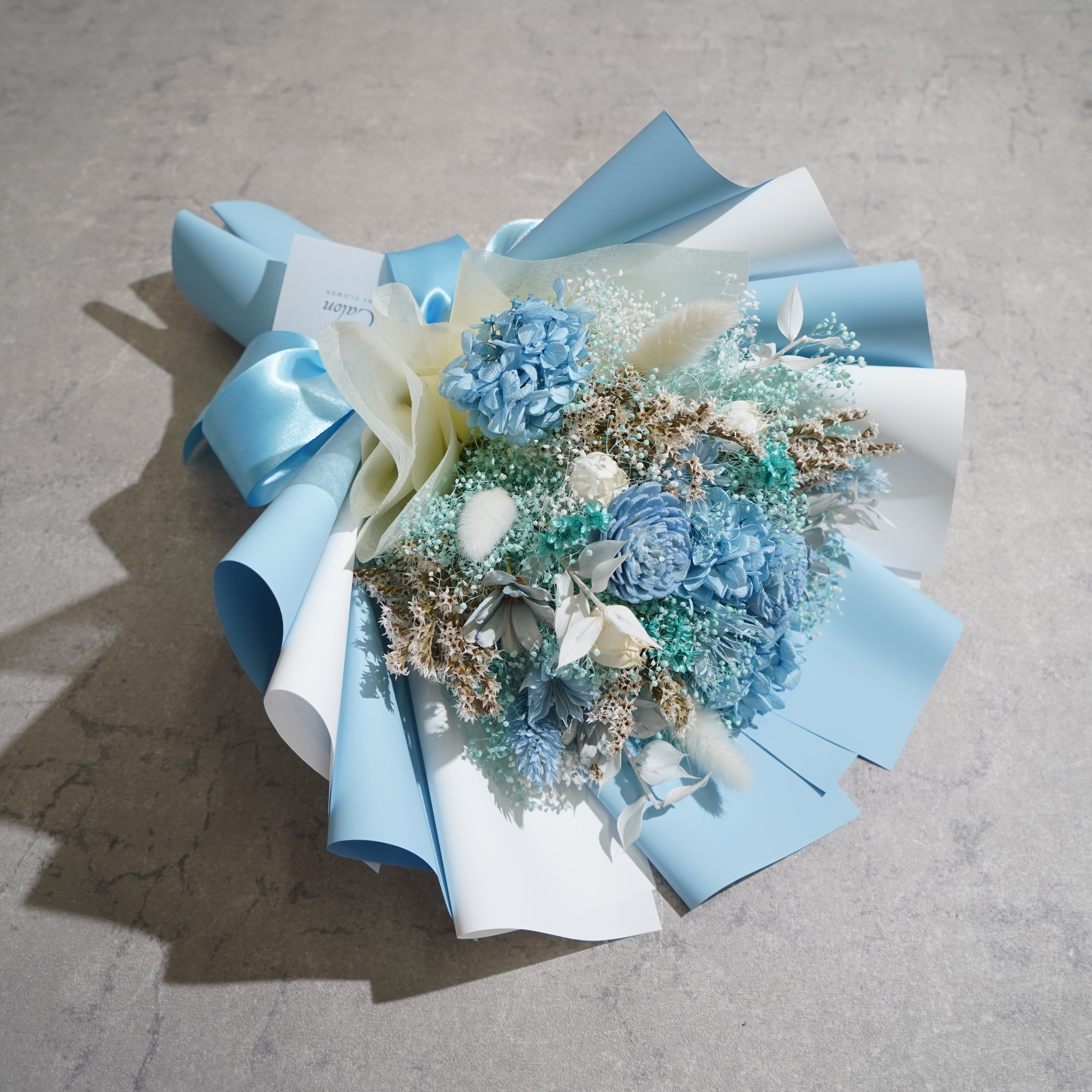 ドライフラワーの花束 Mサイズ ライトブルー M-581≪限定1点≫