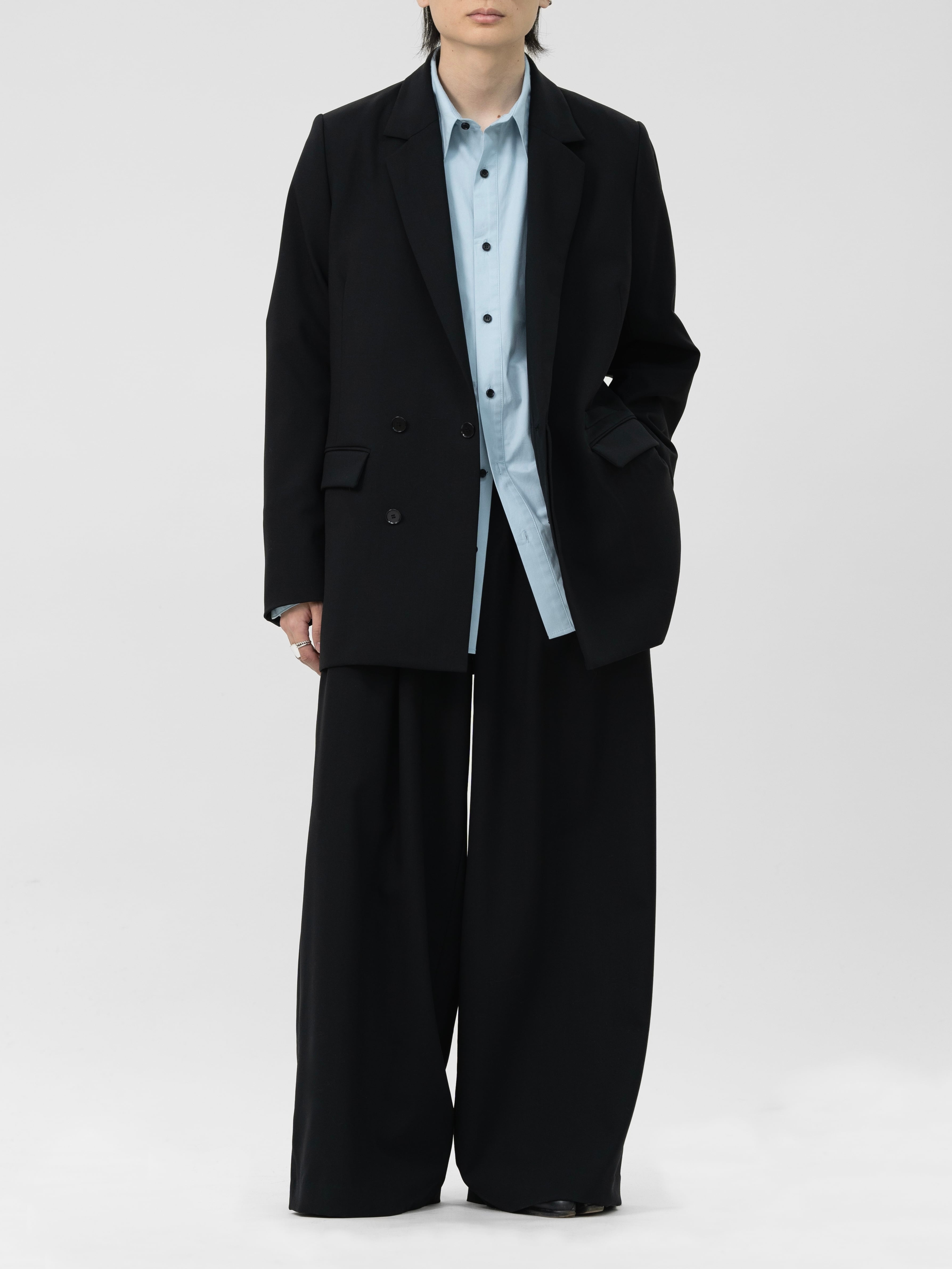 DOUBLE BREASTED FLY FRONT WOOL JACKET【BLACK】 | lapiis