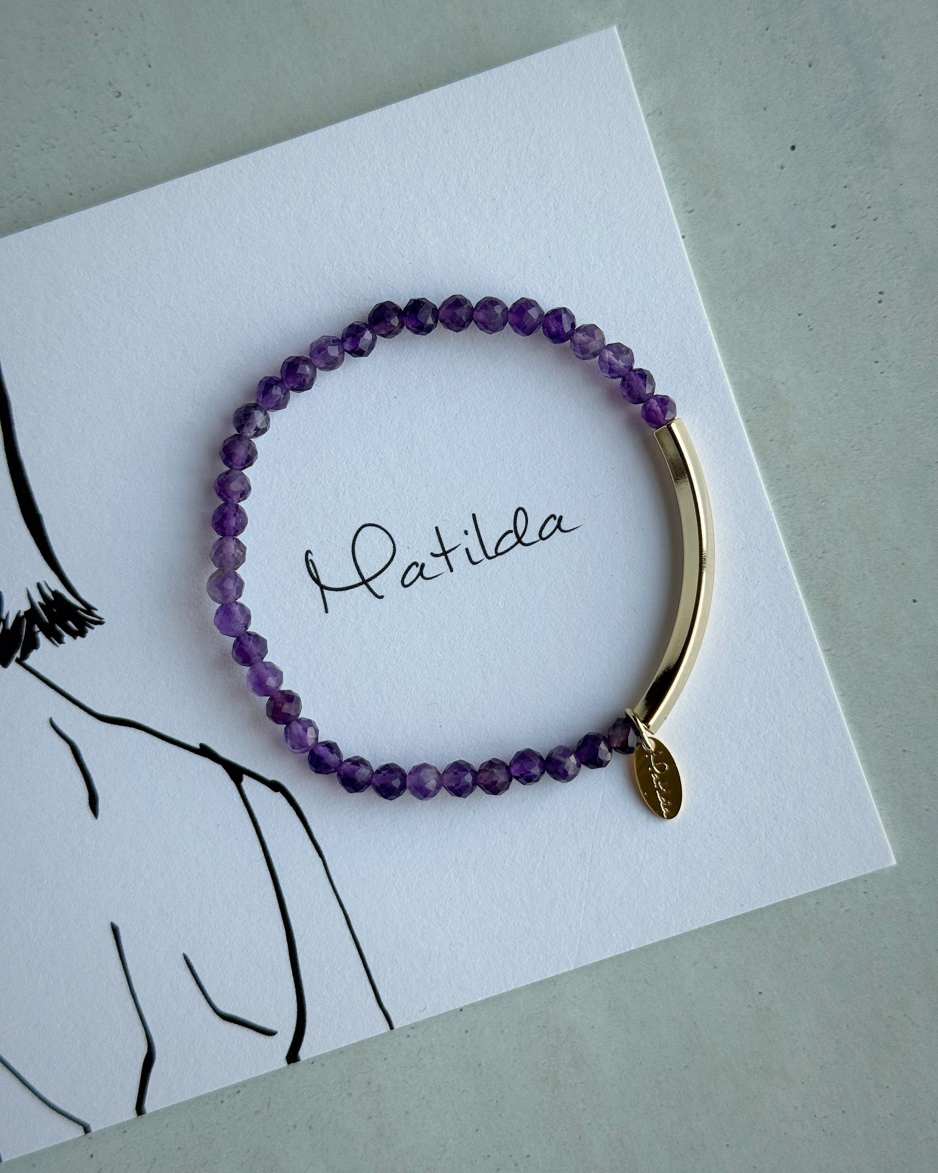 【再販】Tube & stone bracelet(アメジスト)