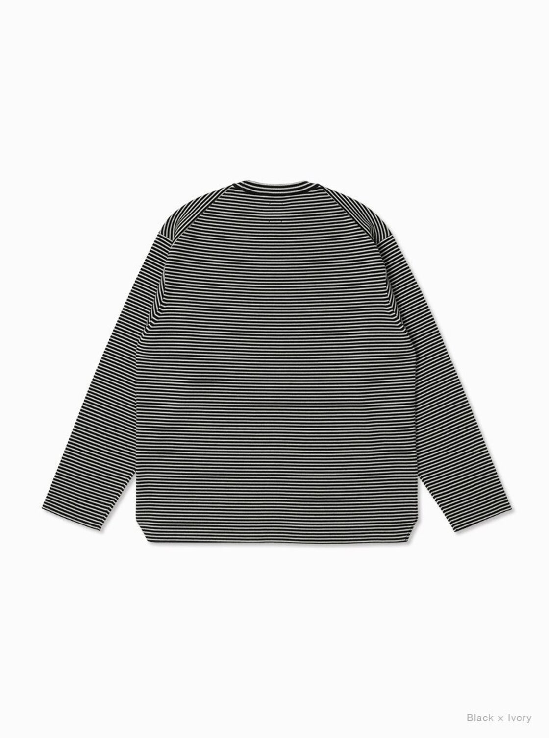 バトナー(BATONER) / 32G SMOOTH WOOL CREW NECK/Black x Ivoryカラー 