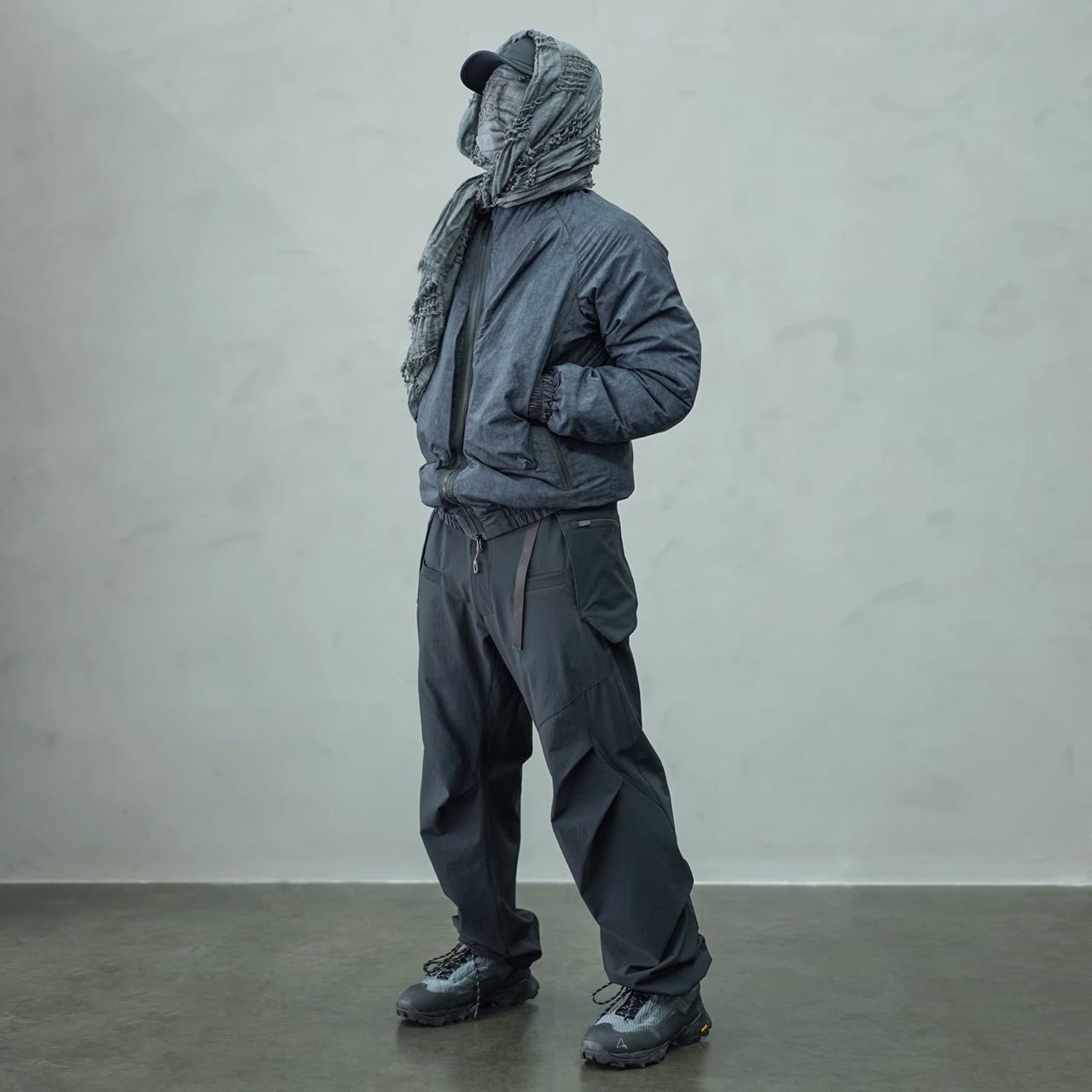 NOSUCISM 23AW ナイフプリーツドローストリング防水パラシュートパンツ