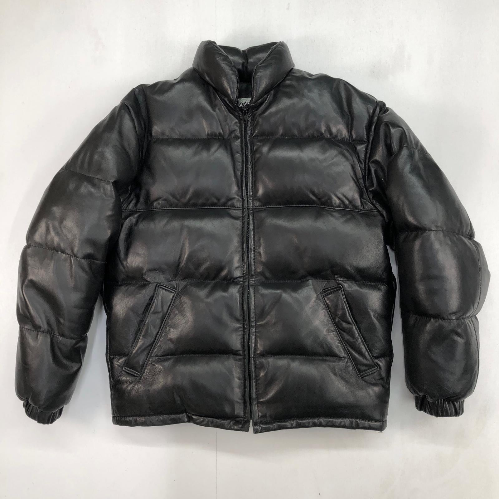 美品✨90's schott レザーダウンジャケット　本革　38 黒　キムタク SCHOTT Schott N.Y.C ショット 90年代 USA製 レザージャケット ダウン