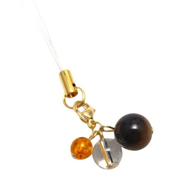 勝負運 金運 アンバー タイガーアイ パワーストーン ストラップ 天然石 携帯ストラップ 虎目石 琥珀 水晶 クリスタル 黄 イエロー スマホ お守り プレゼント ラッピング無料 メール便 送料無料アクセサリー チャーム