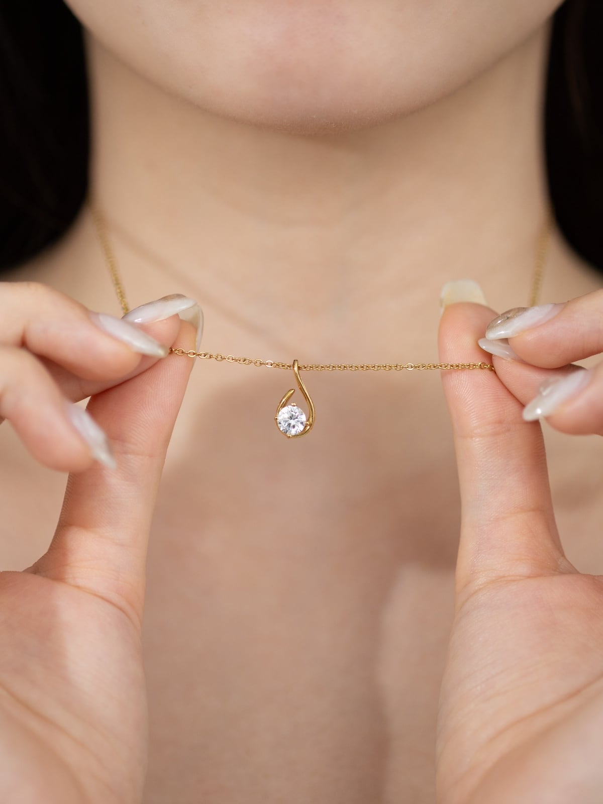 316L hawaiian zirconia drop necklace #n68 | rani