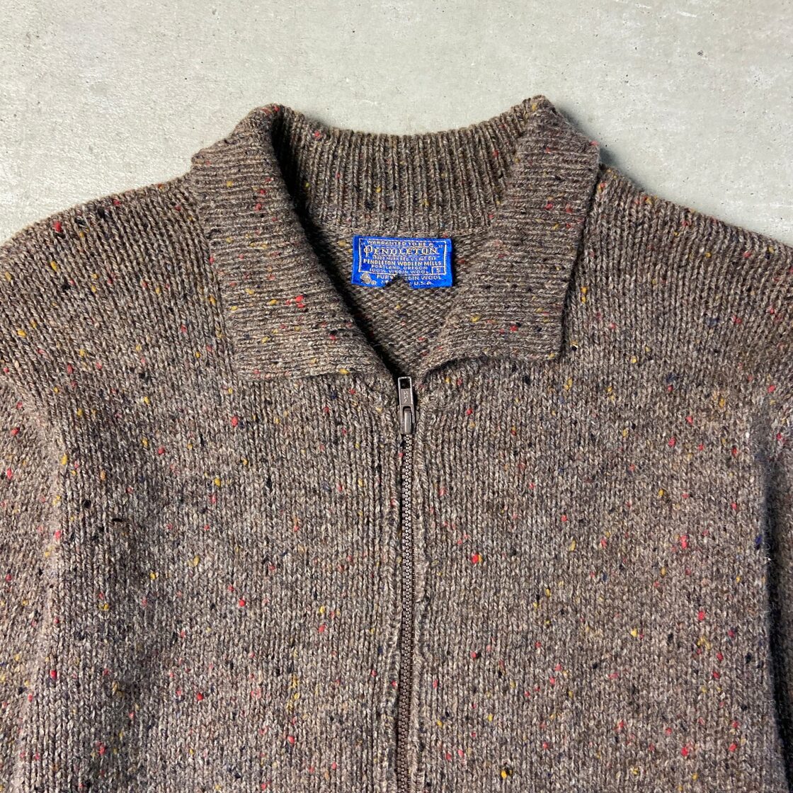 70年代 USA製 PENDLETON ペンドルトン カラーネップ フルジップ ウール 