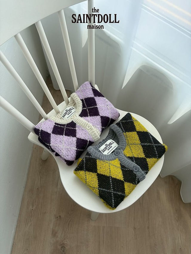 【取寄】saint doll｜argyle cardigan｜アーガイルカーディガン｜S-JL｜kids&jr｜26 autumn