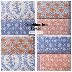 ブロックプリント生地【50cm単位】インド綿 片耳ボーダー付き 花柄 オレンジ×白 #25558-OR1