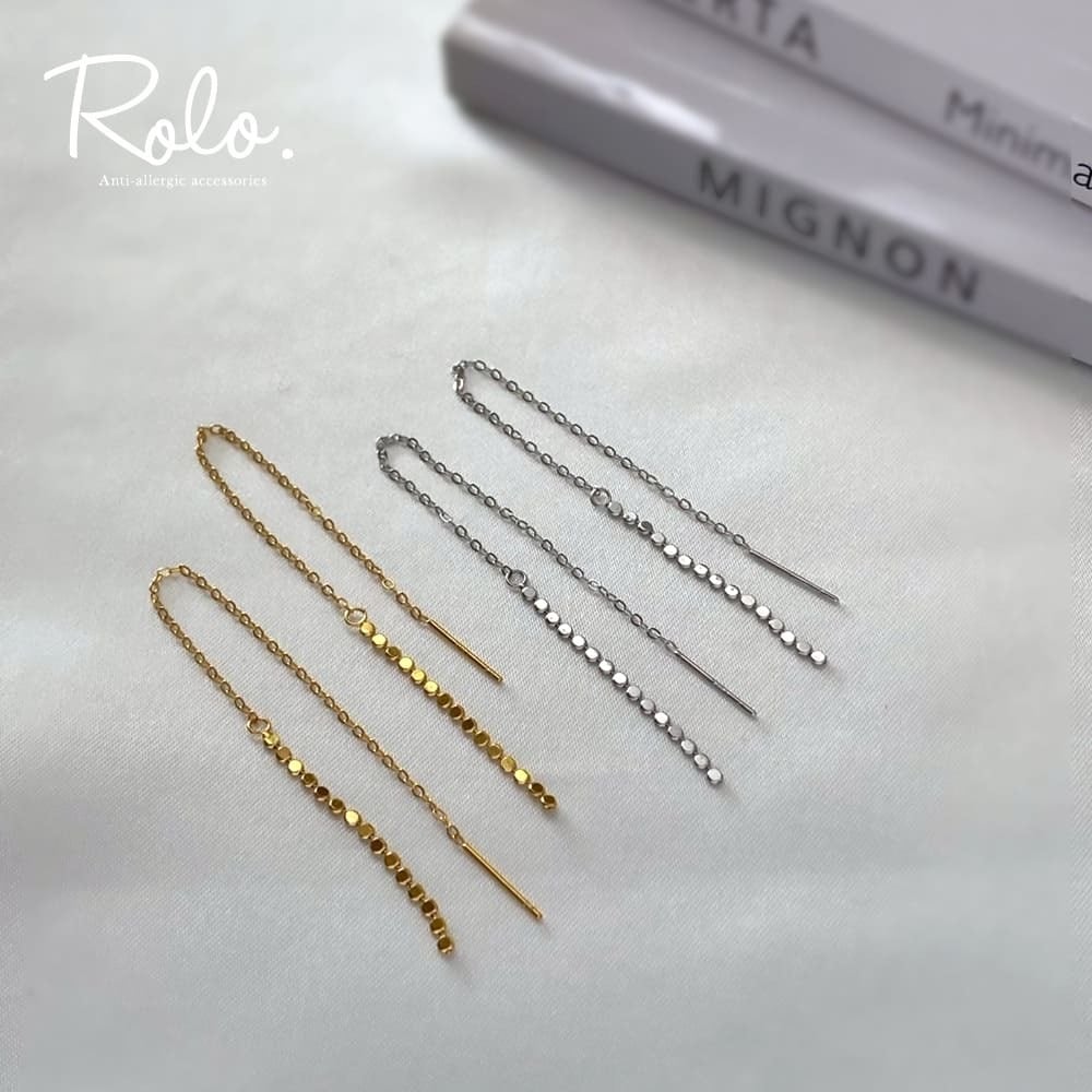 フラットボールチェーンピアス シルバー925