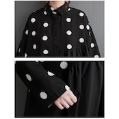 ポルカドット 切替 シャツワンピース 00136