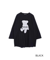 COOLAベアープリントラグランスリーブＴシャツ (BLACK)　CQ-47007