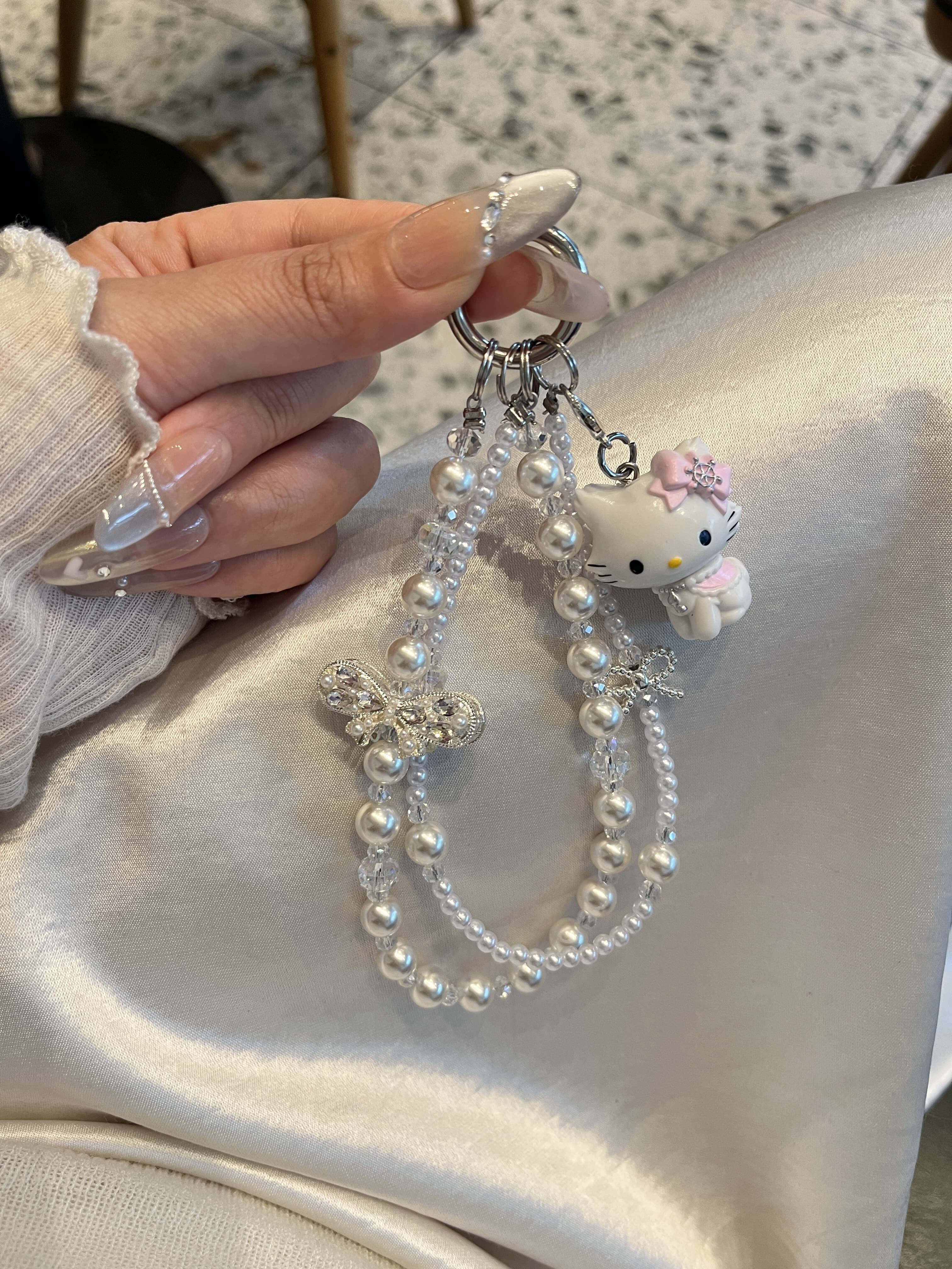 オリジナル手作りビーズストラップ WH2