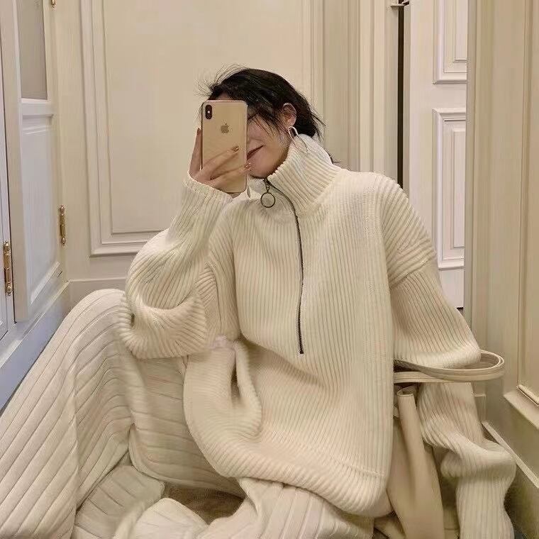 スタンドネックジップニット　AJ11013-A002