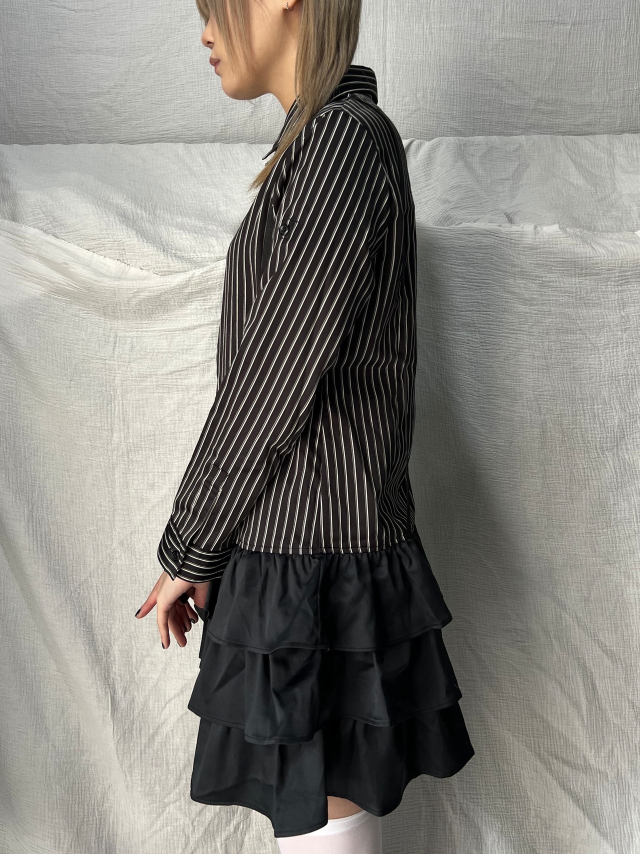 "unknown" Stripe Fril Dress