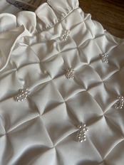 elegant pearl embellished ruffle front white shirt-5158-8