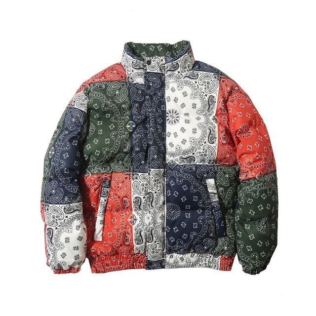 予約販売】ペイズリー柄ダウンコート ジャケット メンズ バンダナ柄 