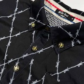 BIRDIE HUNT バーディーハント スカル柄 ワッペン付き ナンバリング 半袖 ポロシャツ M /ブラック/メンズ/ゴルフ