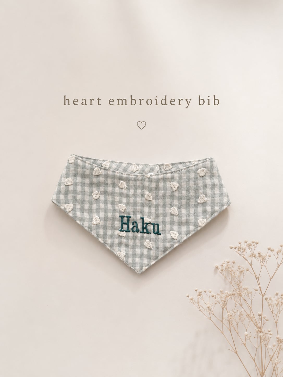 heart embroidery bib