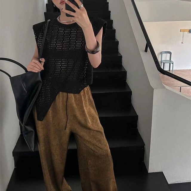 asymmetrical mesh pullover 10947