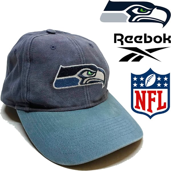 1点物◇NFLシーホークス帽子フェード紺ツートンキャップUSA古着メンズ