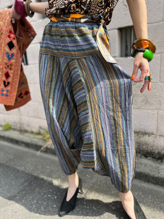 Vintage Nepal stripe cotton pants ( ヴィンテージ ネパール  ストライプ コットン サルエル パンツ )