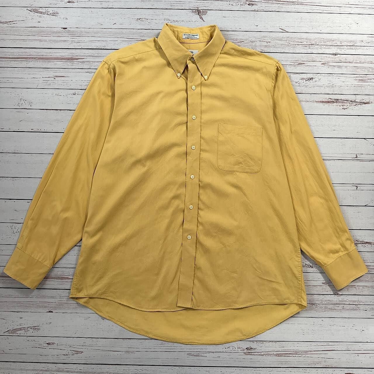 アイゾッド size:XL ボタンダウンシャツ 長袖 無地 黄 古着