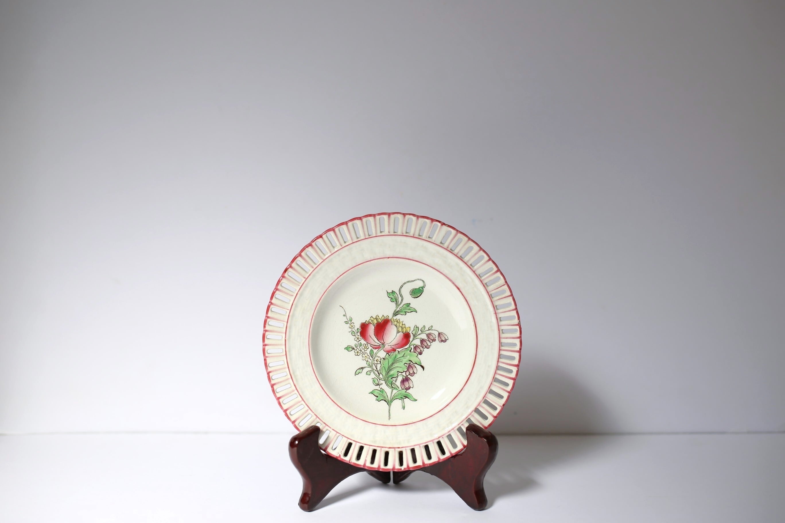 フランス アンティーク KG LUNÉVILLE リュネヴィル 小さなパニエ皿 直径約14.5cm N-05949