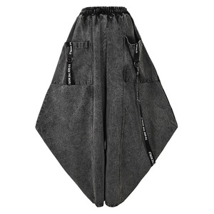 【UNISEX】Black Denim Wide Pants
