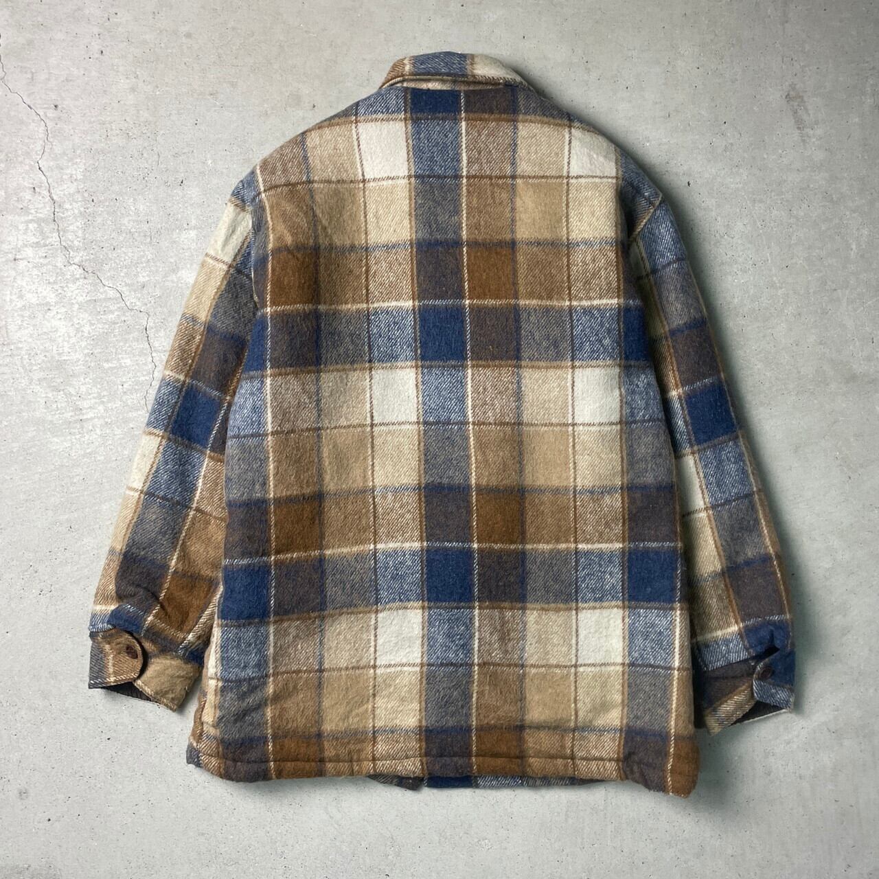 00年代 BULL RUN ウールジャケット 裏ボア チェック柄 メンズM 古着