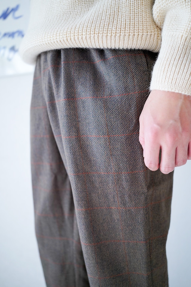 【1970-80s】"Side Adjuster" Plaid Pattern 2-tuck Wool Trousers / 797