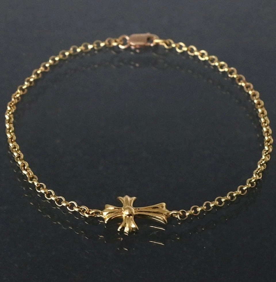 CHROME HEARTS クロムハーツ 22K ベイビーファットクロス ロールチェーン ブレス レットゴールド